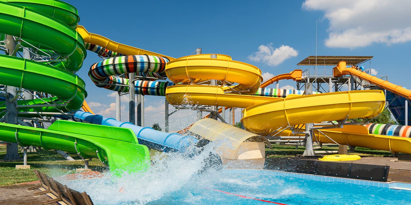 End of a slide leading into a pool